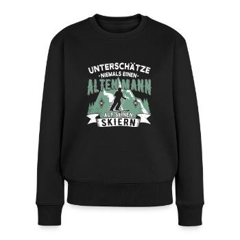 Alter Mann auf Skiern Lustige Ski Sprüche Geschenk - Frauen Premium Bio Pullover - Schwarz - Vorne - Julia (174cm)