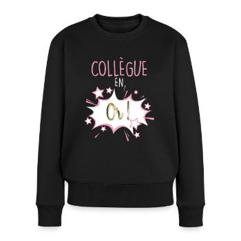 Collègue Femme En Or - Pull Premium bio Femme - noir - Devant - Julia (174cm)