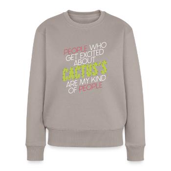 Kaktus Garten Sukkulenten - Frauen Premium Bio Pullover - Taupe - Vorne - Julia (174cm)