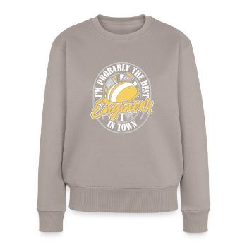 Ingenieur Schutzhelm - Frauen Premium Bio Pullover - Taupe - Vorne - Julia (174cm)
