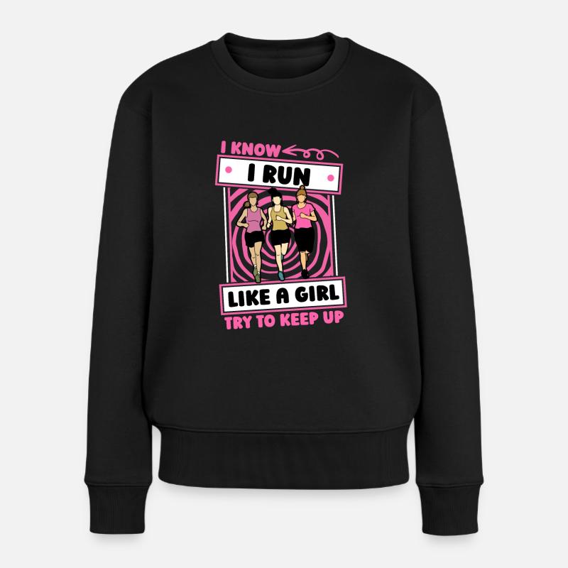 Läufer Jogger Runner Laufen Mädchen - Frauen Premium Bio Pullover - Schwarz