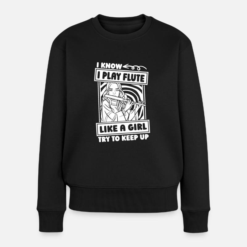Fille de flûte flûtiste - Pull Premium bio Femme - noir