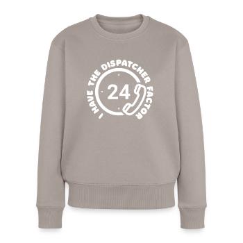 Notruf Leitstelle Einsatzzentrale Lustig - Frauen Premium Bio Pullover - Taupe - Vorne - Julia (174cm)
