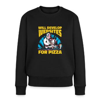 Web Entwickler Webdeveloper Pizza - Frauen Premium Bio Pullover - Schwarz - Vorne - Julia (174cm)