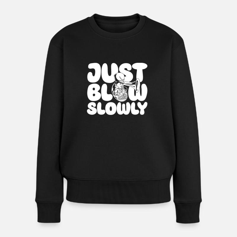 Fanfarenzug Tuba Lustig - Frauen Premium Bio Pullover - Schwarz