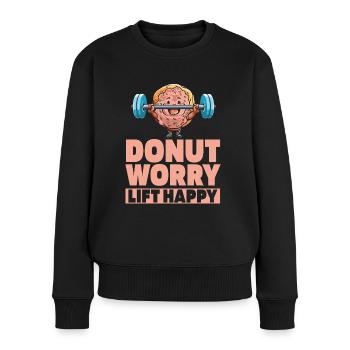 Donut Fitness Witzig Donut Gym - Frauen Premium Bio Pullover - Schwarz - Vorne - Julia (174cm)