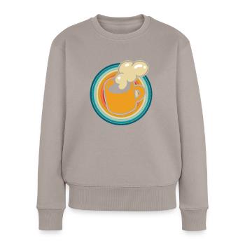Kaffee Cafe - Frauen Premium Bio Pullover - Taupe - Vorne - Julia (174cm)