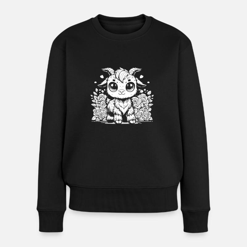 Widder Blumen - Frauen Premium Bio Pullover - Schwarz