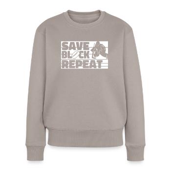 Eishockey Torwart - Frauen Premium Bio Pullover - Taupe - Vorne - Julia (174cm)