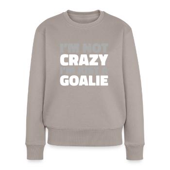 Eishockey Torwart - Frauen Premium Bio Pullover - Taupe - Vorne - Julia (174cm)