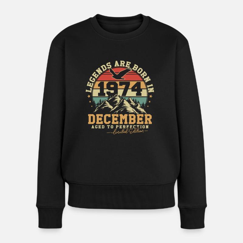 Dezember 1974 Vintage Geburtstag 1974 Geschenk - Frauen Premium Bio Pullover - Schwarz