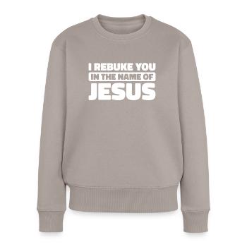 Christ Christentum - Frauen Premium Bio Pullover - Taupe - Vorne - Julia (174cm)