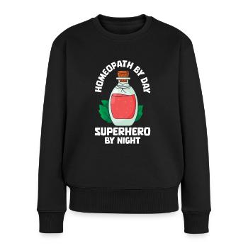 Homöopath - Frauen Premium Bio Pullover - Schwarz - Vorne - Julia (174cm)