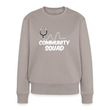 Sozialarbeiter Kader - Frauen Premium Bio Pullover - Taupe - Vorne - Julia (174cm)