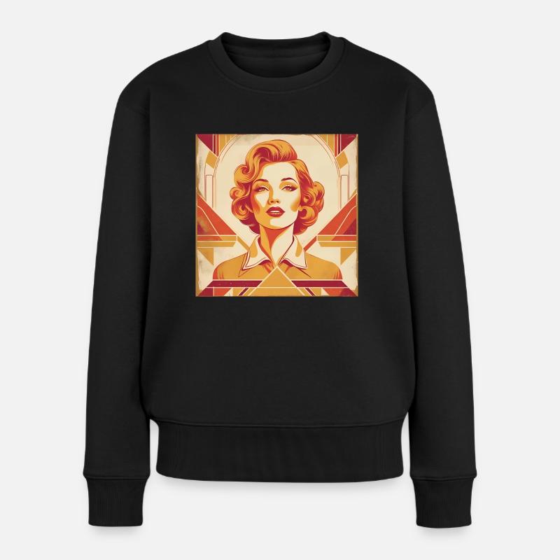 Retro Design - Frauen Premium Bio Pullover - Schwarz