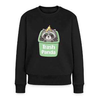 Cute Raccoon With Banana Peel In Garbage Bin - Women's Premium Organic Jumper - black - Front - Julia (174cm)