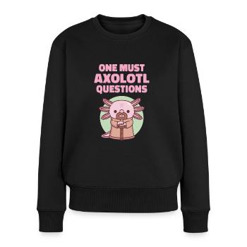 Drôle de questions sur l’axolotl - Pull Premium bio Femme - noir - Devant - Julia (174cm)