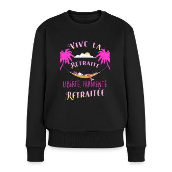 Vive La Retraite En Couleur Humour Femme Retraitée - Pull Premium bio Femme - noir - Devant - Julia (174cm)