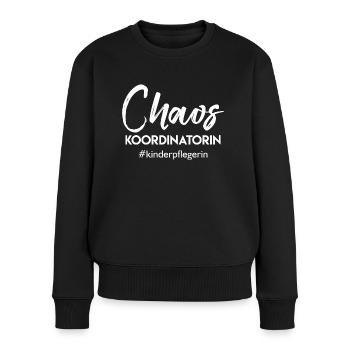 Kinderpflegerin - Chaos Koordinatorin - Frauen Premium Bio Pullover - Schwarz - Vorne - Julia (174cm)