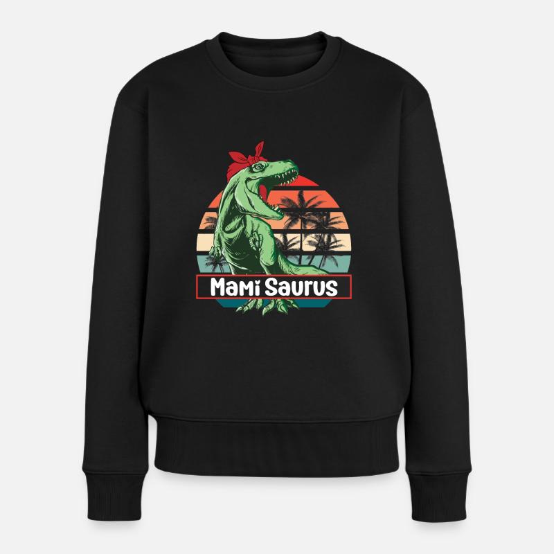 Mami Saurus coole Mama aus Mami Schweiz Mutter - Frauen Premium Bio Pullover - Schwarz