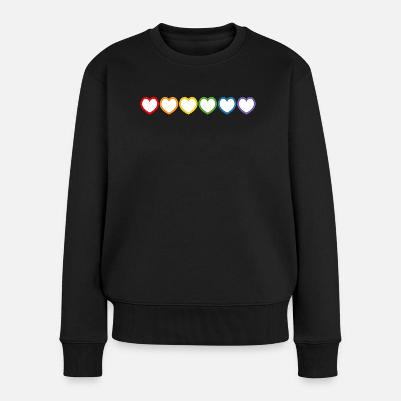 Regenbogen LGBT Herzen white lgbt tshirt - Frauen Premium Bio Pullover - Schwarz