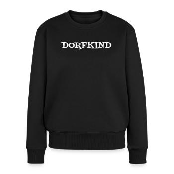 Dorfkind Handlettering - Frauen Premium Bio Pullover - Schwarz - Vorne - Julia (174cm)