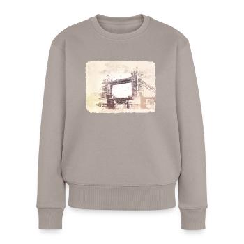 London England Tower Bridge - Frauen Premium Bio Pullover - Taupe - Vorne - Julia (174cm)