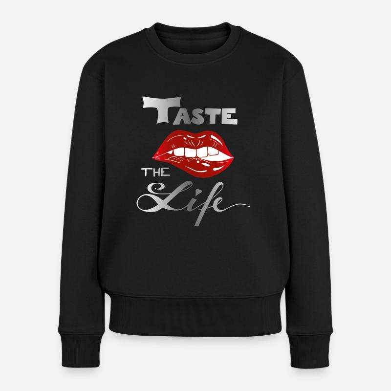 taste the life - Frauen Premium Bio Pullover - Schwarz