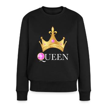 Queen Précieuse Cadeau Fille Ou Femme - Pull Premium bio Femme - noir - Devant - Julia (174cm)