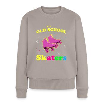 Old School Skater Vintage Retro 70 80 90 - Frauen Premium Bio Pullover - Taupe - Vorne - Julia (174cm)