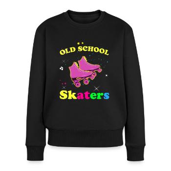 Old School Skater Vintage Retro 70 80 90 - Frauen Premium Bio Pullover - Schwarz - Vorne - Julia (174cm)