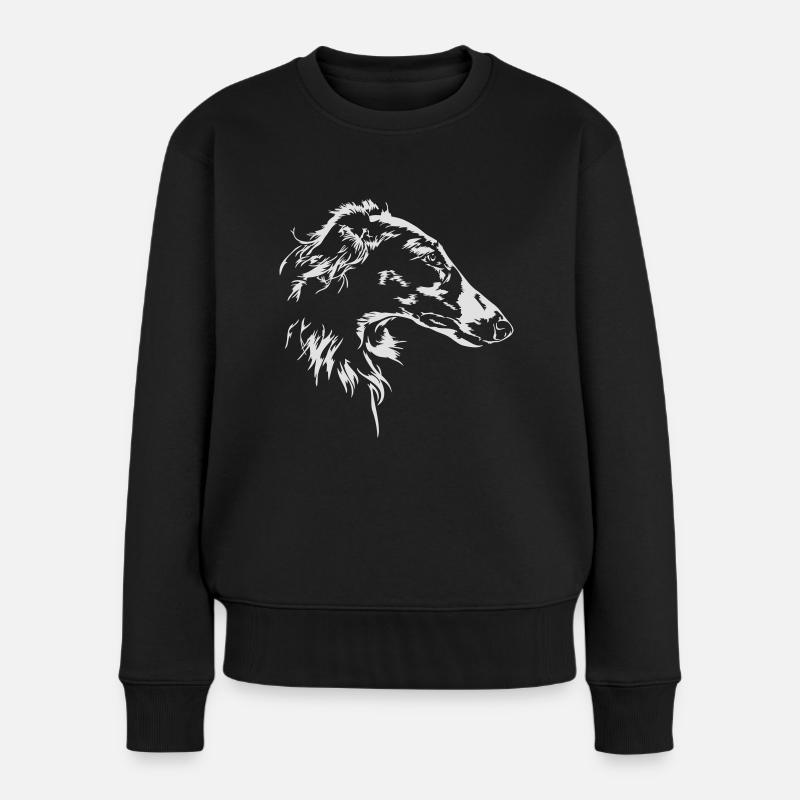 BARSOI Portrait Wilsigns - Frauen Premium Bio Pullover - Schwarz
