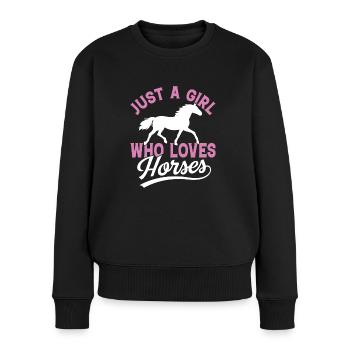Juste une fille qui aime les chevaux - Pull Premium bio Femme - noir - Devant - Julia (174cm)