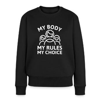 Mon corps Mes règles Mon choix - Pull Premium bio Femme - noir - Devant - Julia (174cm)