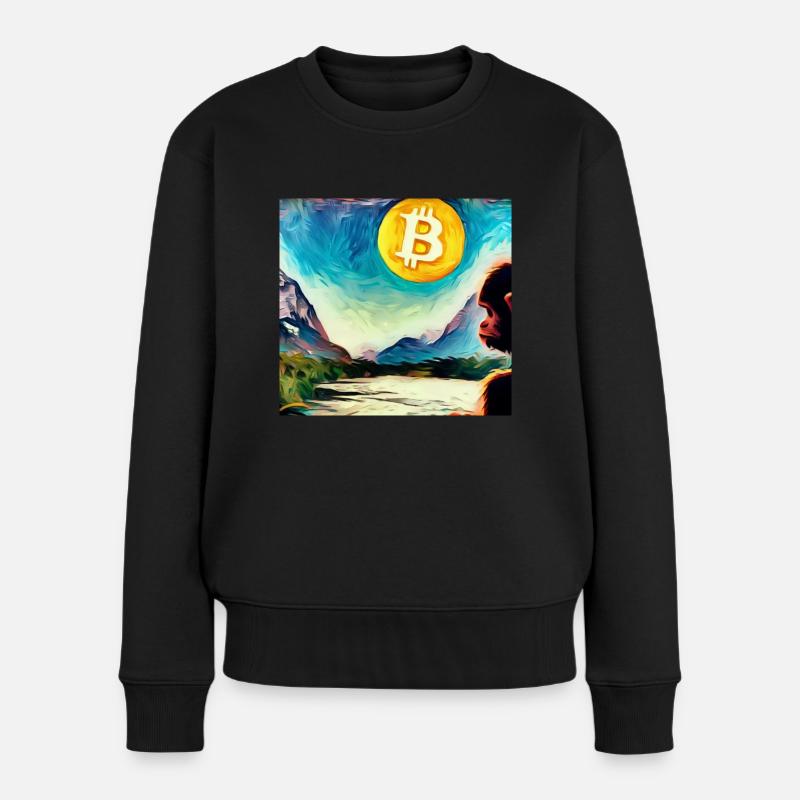Ape exploring Crypto World - Frauen Premium Bio Pullover - Schwarz