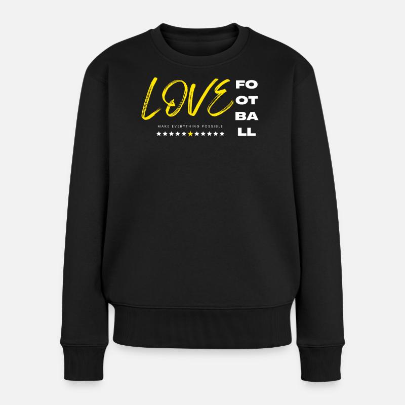 Ich liebe Fußball gelb - Frauen Premium Bio Pullover - Schwarz