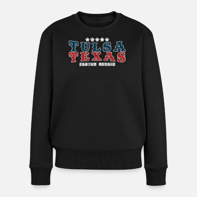 « Tulsa Texas » Chanson country western vintage - Pull Premium bio Femme - noir