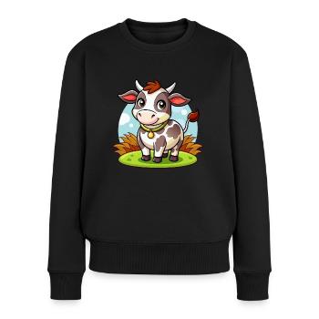 Drôle de vache - Pull Premium bio Femme - noir - Devant - Julia (174cm)