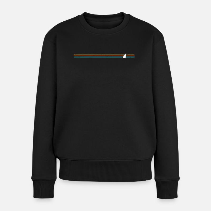Vintage Retro Katze - Frauen Premium Bio Pullover - Schwarz