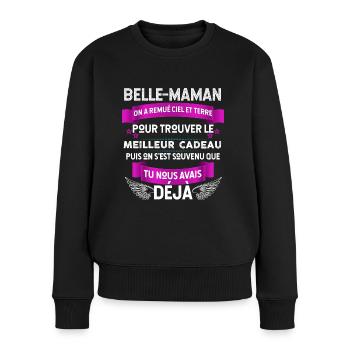 Belle-Mère idée Cadeau Humour Belle-maman - Pull Premium bio Femme - noir - Devant - Julia (174cm)