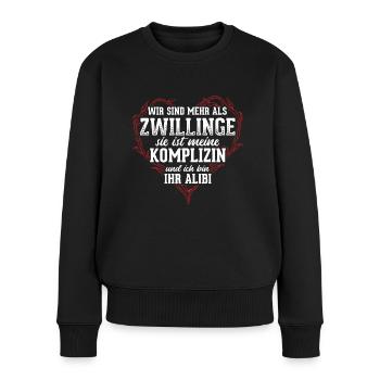 Geschenk Zwilling Zwillinge - Frauen Premium Bio Pullover - Schwarz - Vorne - Julia (174cm)