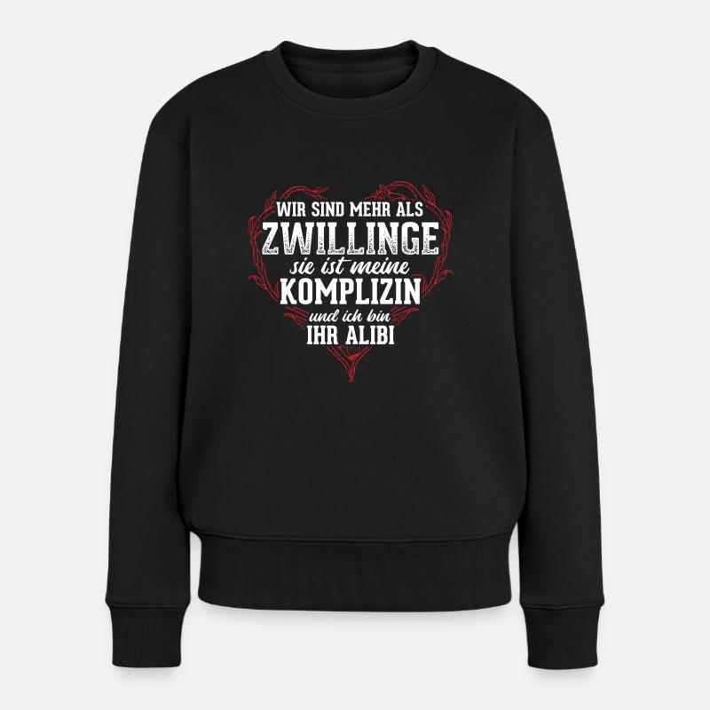 Geschenk Zwilling Zwillinge - Frauen Premium Bio Pullover - Schwarz