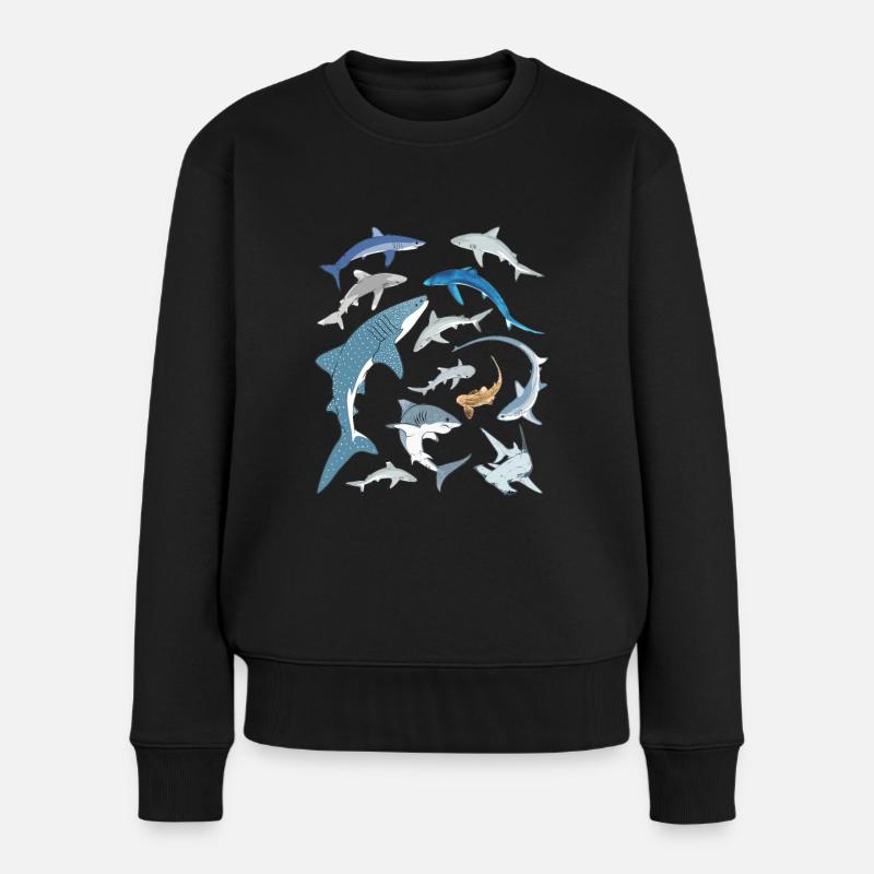 Blauhai Walhai Hammerhai Haiarten - Frauen Premium Bio Pullover - Schwarz