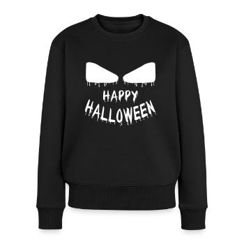 Joyeux visage d’Halloween - Pull Premium bio Femme - noir - Devant - Julia (174cm)