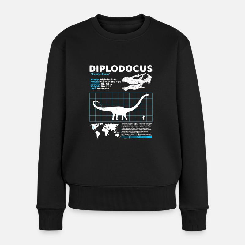 Diplodocus Datenblatt - Frauen Premium Bio Pullover - Schwarz
