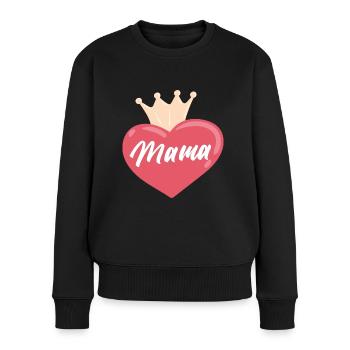 Mama Herz Krone - Frauen Premium Bio Pullover - Schwarz - Vorne - Julia (174cm)