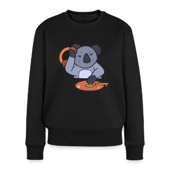 Koala DJ Disc Jockey - Frauen Premium Bio Pullover - Schwarz - Vorne - Julia (174cm)
