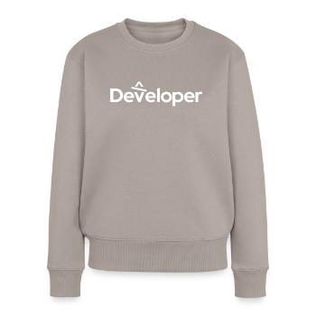 Developer - Entwickler - Women's Premium Organic Jumper - taupe - Front - Julia (174cm)