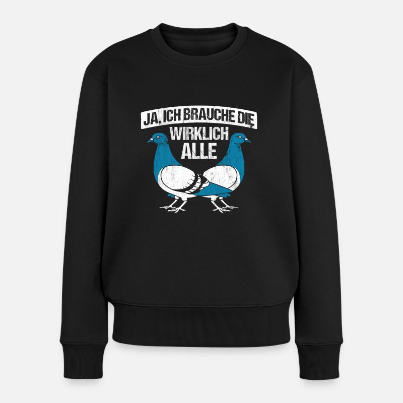 Taube Tauben Vogel - Frauen Premium Bio Pullover - Schwarz