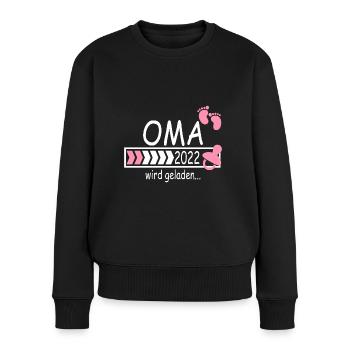 Oma 2022 Schwangerschaft verkünden wird geladen - Frauen Premium Bio Pullover - Schwarz - Vorne - Julia (174cm)